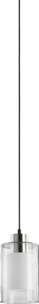 Quorum 882-65 Contemporary Modern One Light Pendant, Satin Nickel Clear and White