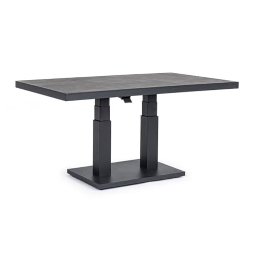 KONTE.DESIGN Mesa TRUMAN de cerámica y estructura antracita con altura regulable 140x85x49 cm - 140x85x72 cm