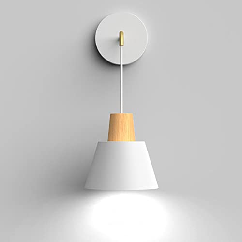 Lámpara de Pared de Madera Color Macron, Aplique para Pasillo, escaleras, Accesorios de decoración, Acabado Esmerilado, Estilo nórdico Minimalista Moderno, Casquillo E27.