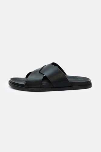 Image of SNITCH Men's Sandals | Crisscross Strap Design & Solid Pattern | PU Synthetic Upper & Durable TPR Outsole | Lightweight Casual Footwear
