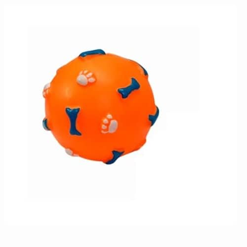 Dog Trust Squeaky Vinyl Dog Toy Ball with Colorful Dog Paw and Bone Pattern Ball for All Breeds Dogs and Puppies (Colour May Vary) 1