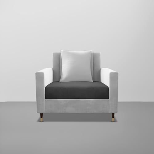 Image of Casaliving Garcia 1 Seater Sofa Set for Living Room (Black Grey Colour) Premium Fabric Sofa