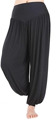 HOEREV Super Soft Nylon Spandex Harem Yoga/ Pilates Pants (Small, Black)