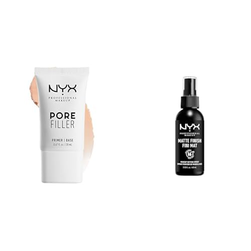 NYX Professional Makeup-Set für langanhaltendes Make-Up: Pore Filler Primer, Für ebenere Haut & Setting Spray mit mattem Finish