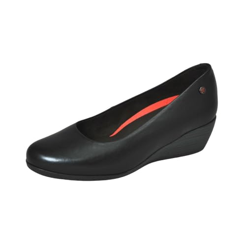 PEPE MENARGUES 6700 Salón de Cuña de Piel para Mujer Plantilla Extraíble Negro Talla: 40
