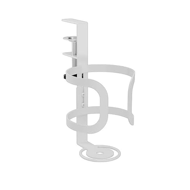 2 in 1 Desk Cup Holde for Stanley Cup Accessories, Adjustable Clamp On Cup Holder, 360¡ã Rotating Cup Holder Desk for Coffee Mups Water Cups Headphone (White Adjustable Model)