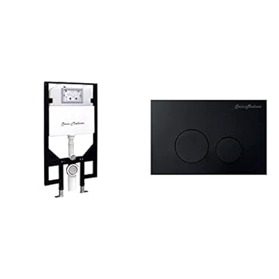 Swiss Madison Well Made Forever SM-WC424 Toilet Tank Carrier, For 2 x 4 Residential Studs, White & SM-WC001B Actuator Flush Plate, Black