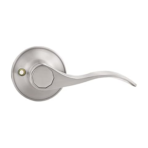 2 Pack Satin Nickel Door Handle Single Dummy Handle on Round Rose Half Side Door Knob Stainless Steel Door Handle, One Side Door Lever Handle Right Handed Cover