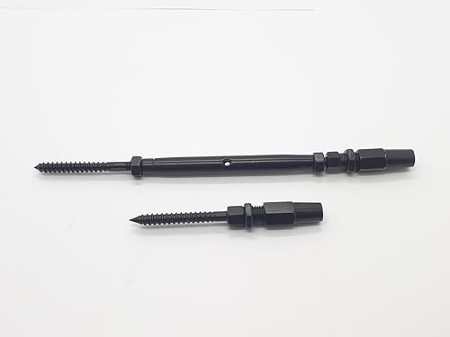 Indus Hardware 1/8” Black Oxide T316 Swageless Cable Railing Lag Screw Tensioner Turnbuckle Kit for Deck Railing Decking Balustrade Fast Connection No Crimper Tool Needed (1, 1 Set only)