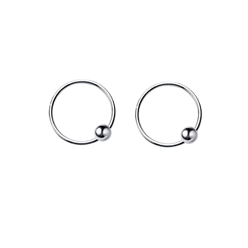 LAYCHEN Pendientes De Aro Redondos Clásicos Simples De Moda De 4 Tamaños, Pendientes De Círculo De Cuentas Pequeñas De Plata De Ley 925 para Joyería De Mujer