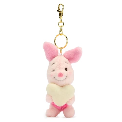 Disney Store Official, Winnie l'ourson, Petite Peluche Porte-clés Porcinet avec Coeur, 8 cm, Accessoire pour Sac à Main et Sac à Dos, à partir de 3 Ans