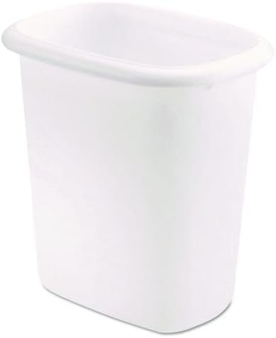 Rubbermaid Oval Vanity Wastebasket, Plastic, 6 Qt, 7 X 10 X 9, White, 6/Carton