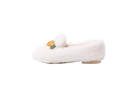 Girl's Fluffy Ballet Ballerina Flats Winter Warm Shoes Fuzzy Slip on House Slippers Indoor/Outdoor2