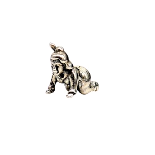 Image of Silver BalGopal Murthi|Mini Baby Krishna Crawling Statue|Home Temple Puja Article, Prosperity Gift | Handcrafted | Worship God (GH1007)