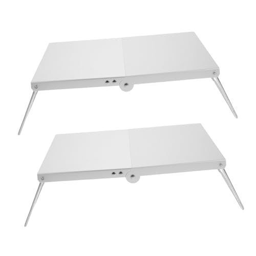 BESPORTBLE Mesa De Aluminio Ligera De 2 Piezas Multiusos para Camping Picnic Viajes Trabajo Camping Al Aire Libre Plegable Portátil Pequeña para Mochileros Mini Barbacoa Color