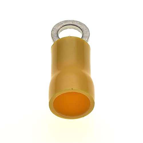 Crimp Terminal, Pack of 100, Yellow, 4mm, 48A, 12-10 AWG, Heat Shrink Ring Connectors, Tinned Copper Connectors - Image 3