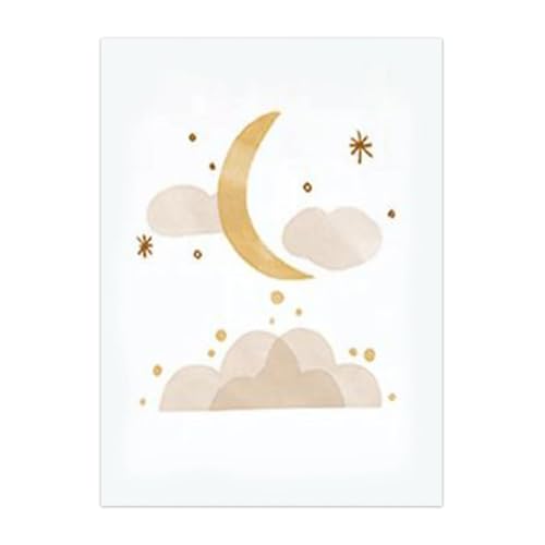 Pósteres de decoración para habitación infantil con diseño de sol y luna sobre lienzo de 40x60cm