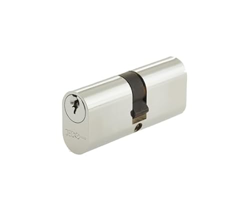 Kooples Hardware Oval Profile Double Cylinder – Keyed Both Sides Lock Barrel for Mortice Locks – Secure Brass Cylinder for Timber Doors (Polished Chrome, 60mm)