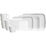 Ritzenhoff & Breker Arena Kombiservice 30-teilig | Geschirr-Set für 6 Personen | Quadratische Formen | Porzellan | Spülmaschinen- & Mikrowellengeeignet | Weiß