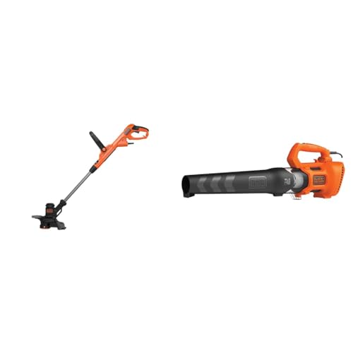 Black+Decker BESTE628-QS - Cortabordes (550 W), Negro, 28 cm & BEBL185 Soplador de Hojas Axial 1.850W con Velocidad de Soplado 225 km/h y Ventilador Axial con Diseño Ligero y Compacto