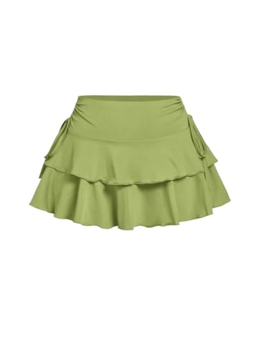 Women's Basic Mini Skirt Drawstring Waist Pleated Waist Cake Skirt