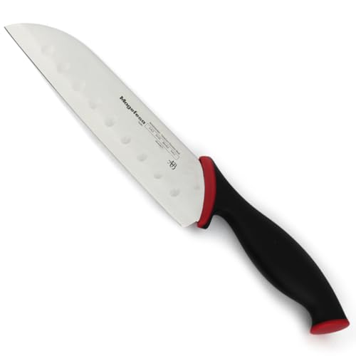 MAGEFESA Alvaro Barrientos - Cuchillo de Cocina Santoku 17cm, Acero Inoxidable, Polivalente, Apto para Picar, Cortar-Rebanar, Hoja Antiadherente