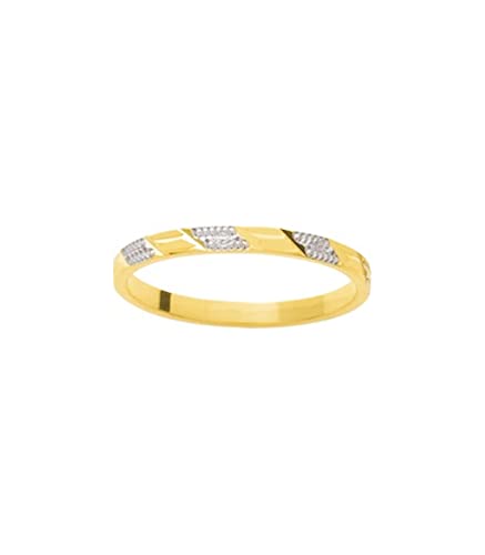 Alliance mariage bicolore 2 mm en or 9 carats Irina taille 54 pour femme