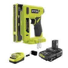 RYOBI 18V ONE+ Cordless Compression Drive 3/8 in. Crown Stapler Kit with 2.0 Ah Battery and Charger