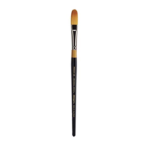 Image of KINGART Premium Original Gold 9600-1 /2 Oval WASH /Glaze Series Artist Brush, Golden Taklon Synthetic Hair, Short Handle, for Acrylic, Watercolor, Oil and Gouache Painting, Size 1 /2 inch