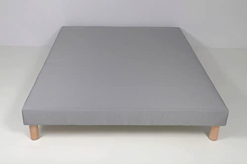 Hévéa Sélection Sommier tapissier VOLIGE DÉCO 140x190 Gris + 4 Pieds