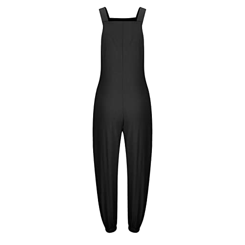 Uqrzau Women's Clothing Jumpsuit 2023, Ski Women Waterproof Insulated Petite Black Overalls For Overalls Ripped Women's Fashion Casual Loose Sleeveless Vest Square Neck Pleated Wide Leg (S, 6-Black) #TOP4