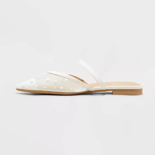 Image of Mesh Mules for Women Comfy Raffia Woven Strap Closed Pointed Toe Mule Flats Casual Slip on Dress Slides Flats