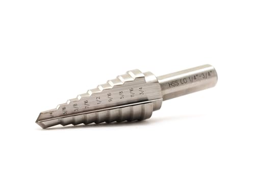 Image of TEMO M35 Cobalt Double Straight Flute Step Drill Unibit, 9 Size 1 /4 Inch To 3 /4 Inch, 3 /8 Inch Shank