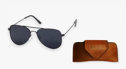 Óculos de Sol Aviador Clássico Unissex Polo London Club com lente FLAT proteção UV400 contém Case Co