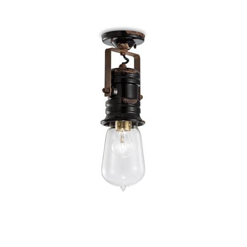 Plafonnier C1744 Urban Ferroluce luminaire vintage noir en fer forgé