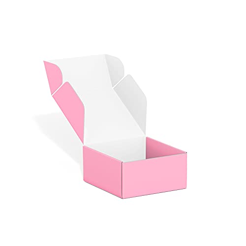 Image of 50 Pack 4 inchx4 inchx2 inch Shipping Boxes, Corrugated Cardboard Small Box Mailer, Shipping Boxes for Small Business for Gift Packing- TONESPAC (4 inchx4 inchx2 inch, Light Pink)