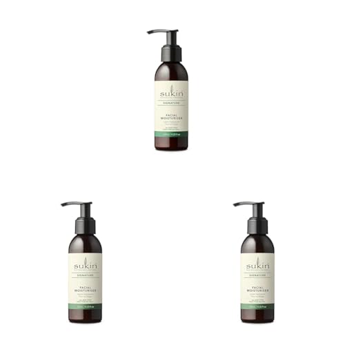 Sukin Facial Moisturizer Pump, Hydrating Face Cream with Wheat Germ and Vitamin E to Deeply Nourish, Soften and Improve Skin Texture, 4.23 Fl Oz (Pack of 3)