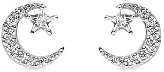PENDIENTES LUNA Y ESTRELLA PLATA CON CIRCONITAS, MARCA LUXENTER ET28700