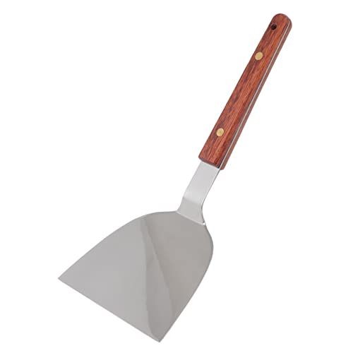 Espátula para Barbacoa de Acero Inoxidable con de Madera, Espátula para Pizza, Cabeza Flexible, para Filete, Pescado, Bola de Masa, Huevo, Amplia Aplicación (105MM)
