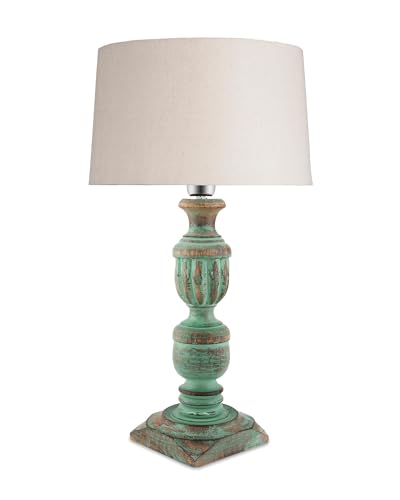 Homesake Rustic Algae French Trophy Carved Table Lamp with Empire Khadi Shade