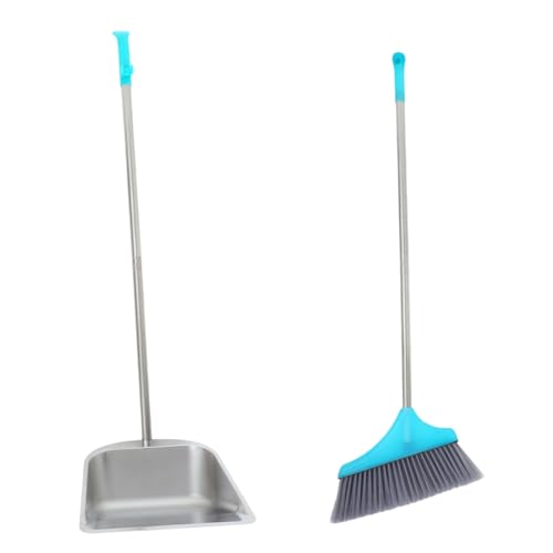 NUOLUX 不??製長柄ほうきとちりとり 軽量で使いやすい手元グリップ 住宅用掃除用具 ソフトブラシ採用で多様な床面対応 耐久性に