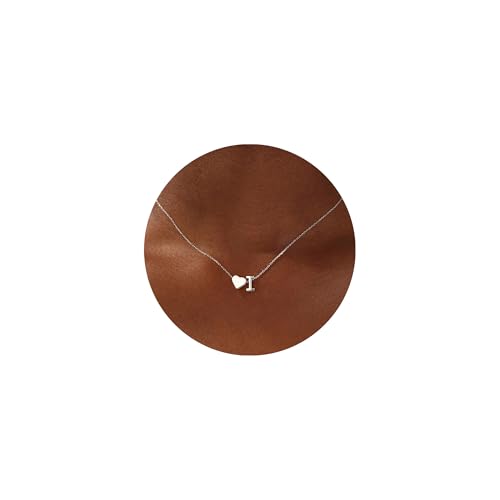Turandoss Collier Argent Cœur avec Lettre I pour Femme Fille, Pendentif Cœur Personnalisé, Cadeau d’Anniversaire Noël Saint-Valentin Élégant