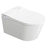 HOROW Dusch-WC Intelligente Wand WC Spülrandlos S70 mit Integriertes Mikrowellensensor&Fußsensor Smart Toilette mit Entkalkungsfunktion Hänge WC mit bidet funktion Taharet WC mit UV-Sterilisation Düse