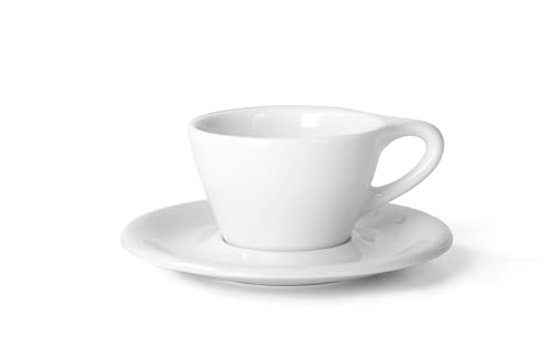 notNeutral LINO - Taza y platillo de porcelana doble para capuchino de 6 onzas (blanco, 1)