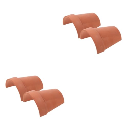 SUPVOX 2sets Tortoise Basking Platform Reptile Shelter Pottery Clay Material Safe Hideout for Small Reptiles 2pcs*2