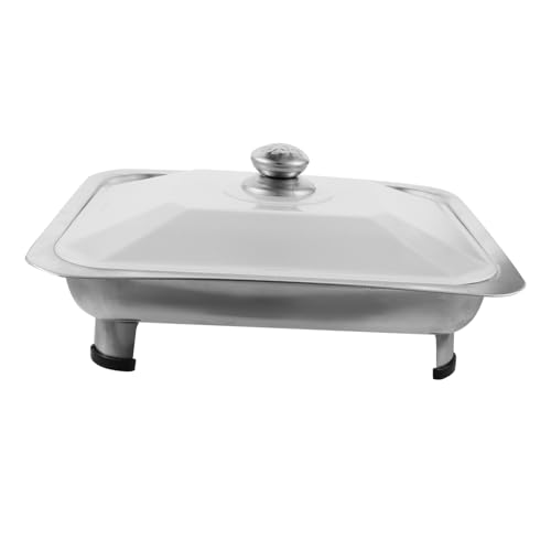 NAMOARLY Stainless Steel Dinner Plate Buffet Tray Roaster Pan with Lid Catering Chafer Warmer Buffet Food Holder Chafing Dish Buffet Plates Buffet Cake Plate Steam Table Pan Plastic Silver
