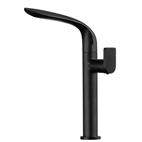 Robinet de salle de bain à bec haut mitigeur noir eau chaude froide