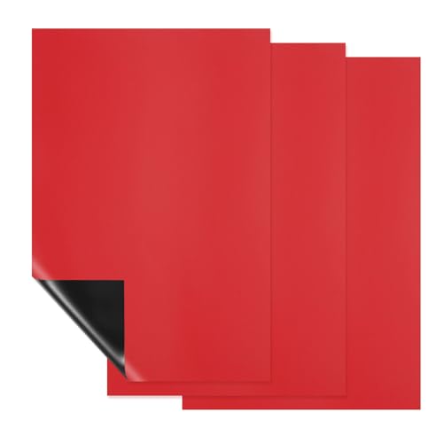 Tableau effaçable magnétique frigo PATIKIL lot de 3 planches de cuisine rouges 30x20 cm