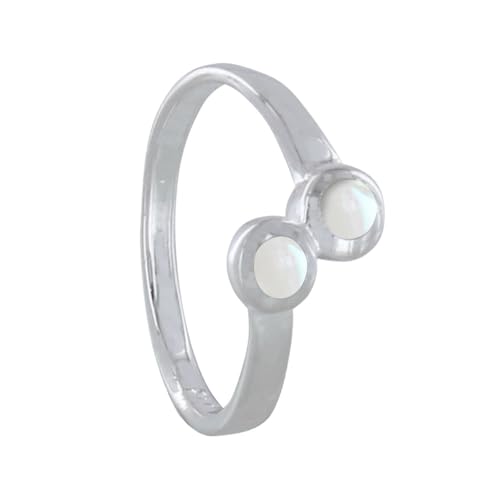 LES POULETTES BIJOUX - Bague Argent 925 Toi et Moi Ronds en Nacre - taille 56