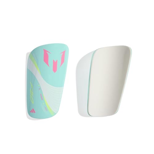 adidas Unisex-Adult Messi Shinguard Club White/Flash Aqua/Halo Mint Small
